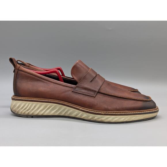 ECCO ST.1 Hybrid Leather Penny Loafers Shoes Slip On Cognac Brown Size 11 main image 4